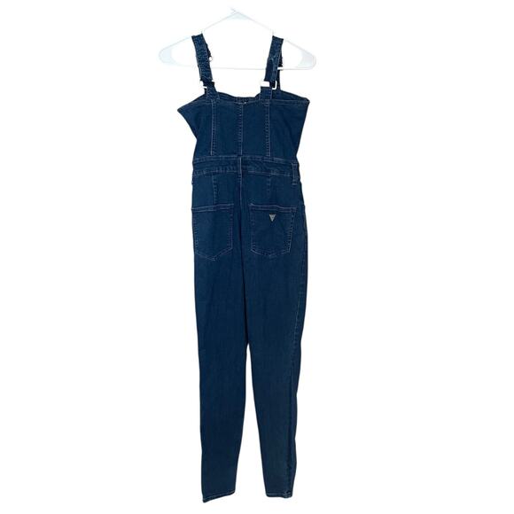 Guess Womens Denim Jumpsuit Overalls Size 27  Button Front Dark Wash Adjustable - Picture 4 of 11